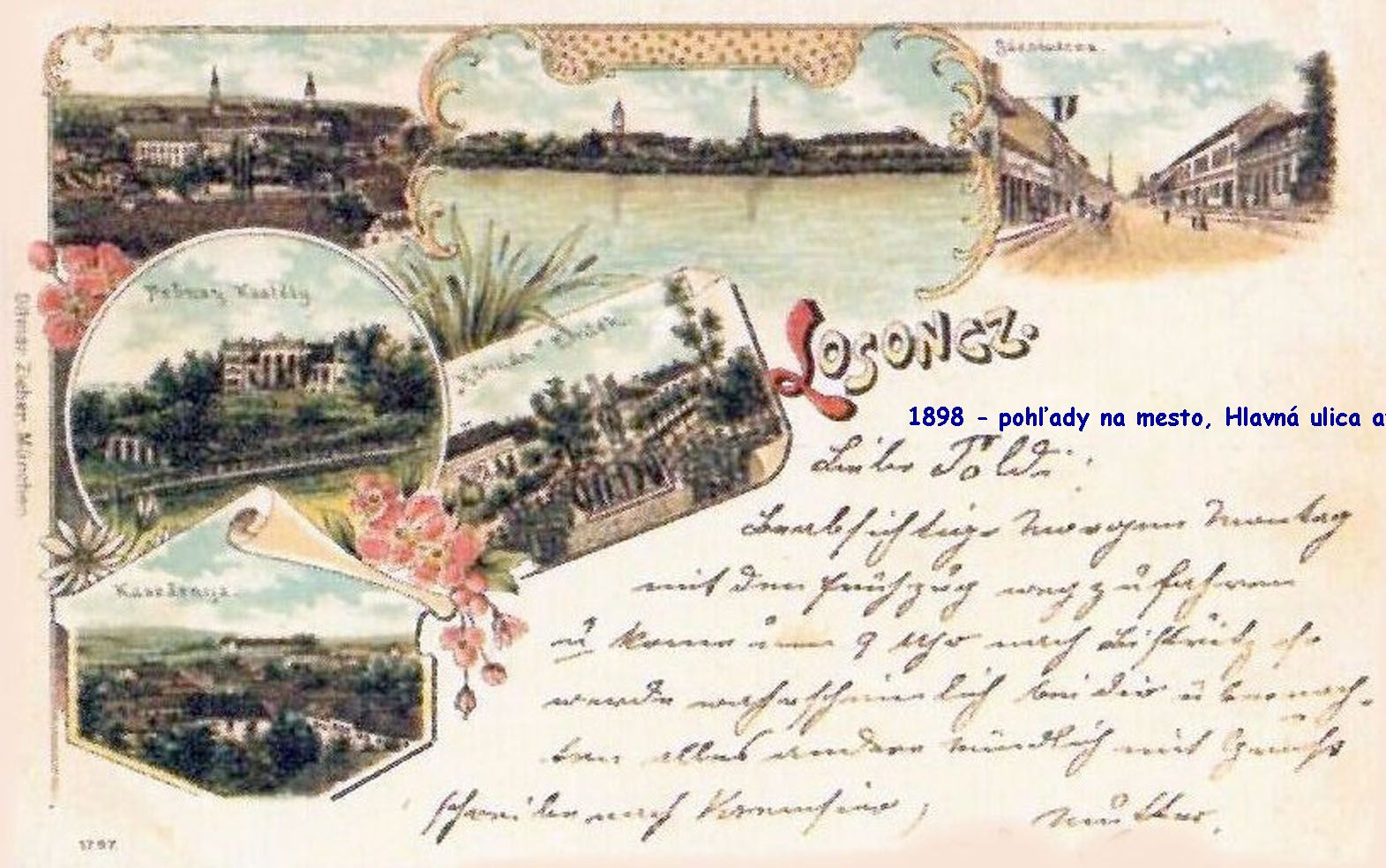 1898 - Pohľady na Lučenec, Masarykova ulica,  Prónayho kašti