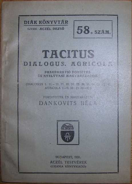 Tacitus Dialogus Agricola 1