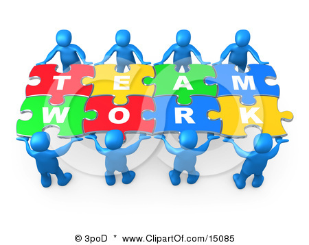 15085-Blue-3d-People-Working-Together-To-Hold-Colorful-Pieces-Of