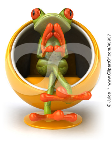 43937-Clipart-Illustration-Of-A-Thoughtful-3d-Green-Tree-Frog-Si