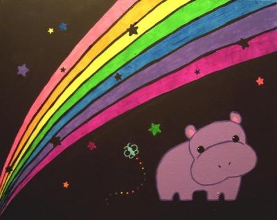 hippo and rainbow by AmberDorkface