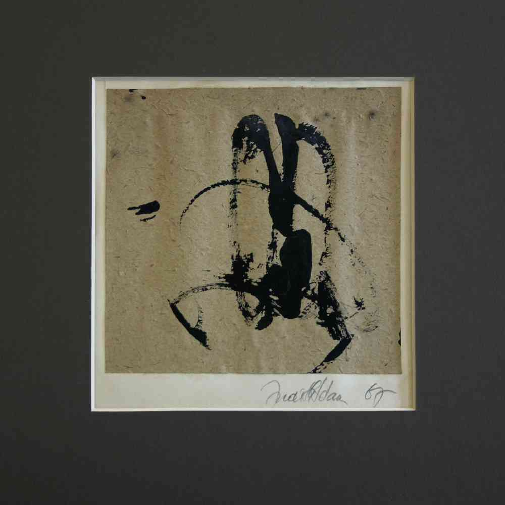 001 - Ádám Judit - Kalligráfia I, 1967. 16x16cm - Papír-olaj 4-0