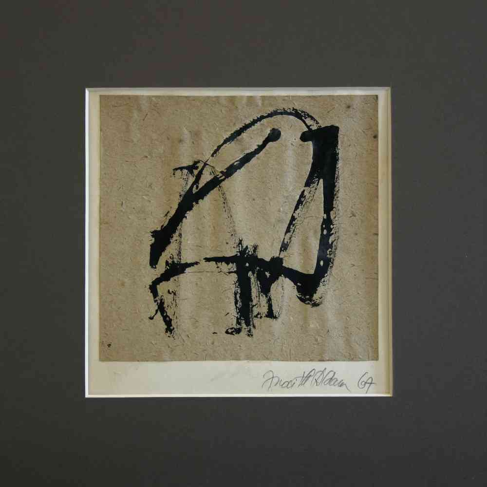 002 - Ádám Judit - Kalligráfia I, 1967. 16x16cm - Papír-olaj 4-0