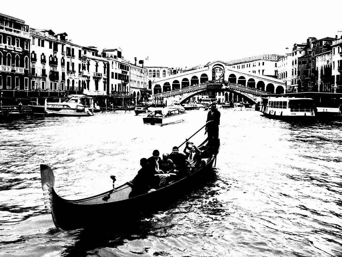 Gondole,Canale Grande,Rialto = Velence