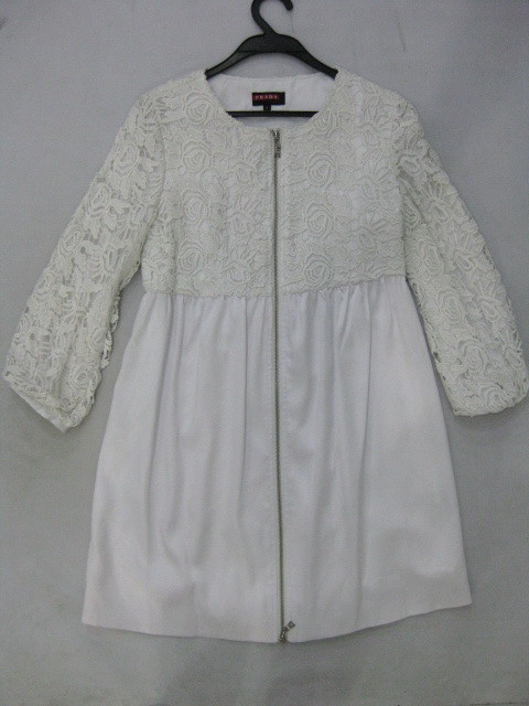 91016A-12A PRADA  WHITE LACE&COTTON DRESS SIZE 2 4 6 PRICE USD49