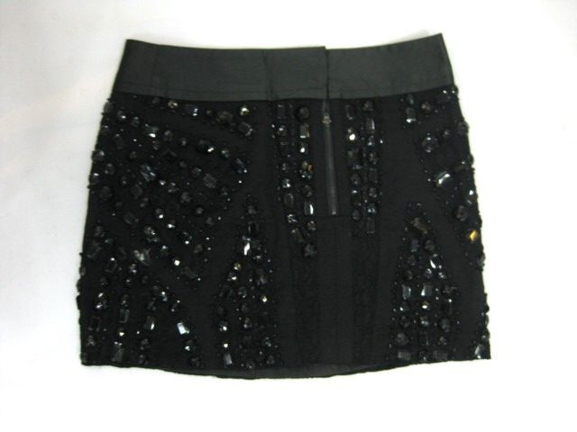 90808A-35 CHANEL BLACK COTTON&LINEN SKIRT SIZE 2 4 6(BACK) PRICE