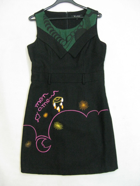 91017A-01   CHANEL BLACK WOOL&COTTON DRESS SIZE 2 4 6 PRICE USD5