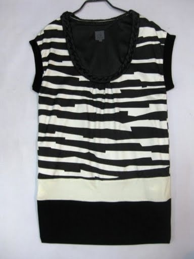 90808A-32 CK BLACK&WHITE COTTON&POLYESTER&COTTON SILK DRESS SIZE