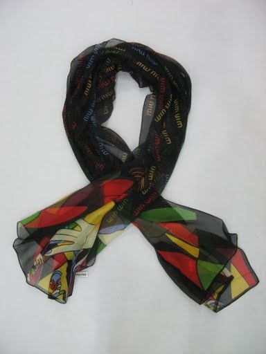 90714A-02A MIU MIU BLACK SILK SCARVES SIZE ONE SIZE (FREE) PRICE