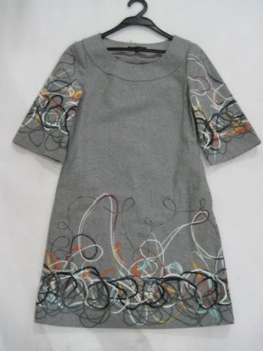 90804A-12 ANNASUI GREY WOOL COTTON DRESS SIZE 2 4 6 PRICE USD 46