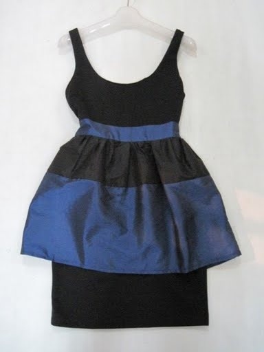 90807A-11A ANNASUI BLUE COTTON JERSEY&POLYESTER DRESS SIZE 2 4 P