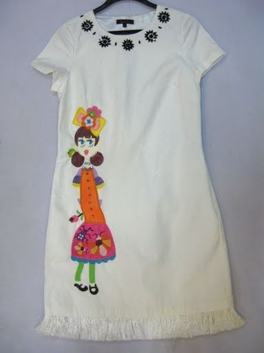 90809A-34 KENZO WHITE COTTON&POLYESTER DRESS SIZE 2 4 6 PRICE US