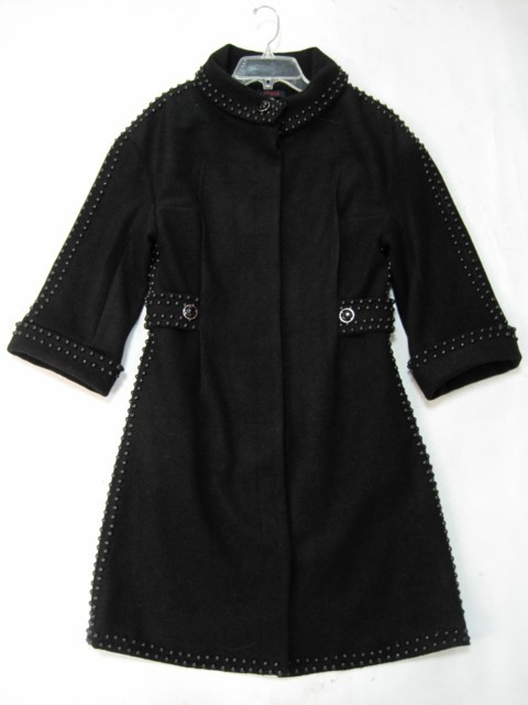 90924B-24  KENZO BLACK WOOL COAT SIZE 2 4 6 PRICE USD58